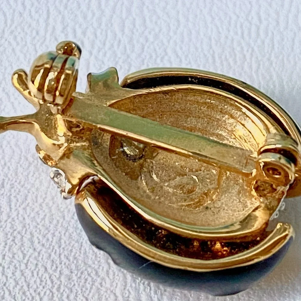 Vintage St. John Gold and Black Enamel Ladybug Brooch RARE - Picture 5 of 8